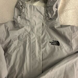 Womens The North Face Gray Hooded Rain Jacket